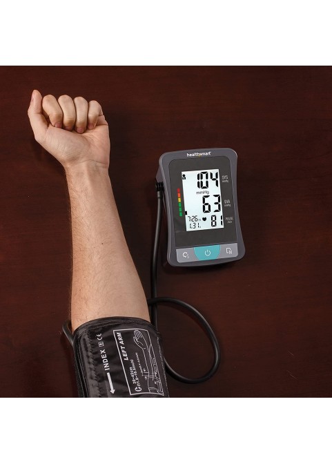 HealthSmart Digital Blood Pressure Monitor with Automatic Wrist Cuff that Displays Blood Pressure, Pulse Rate and Irregular Heartbeat, Stores up to 120 Readings for 2 Users, Black